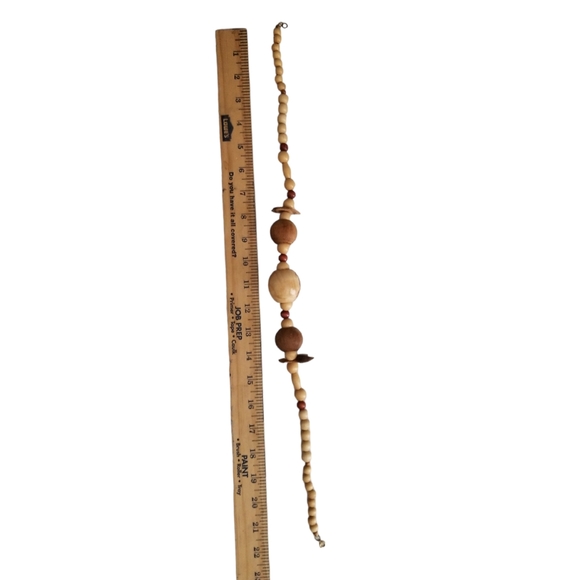 🆕 NECKLACE - Wood - Vintage / 22" long - Picture 4 of 5